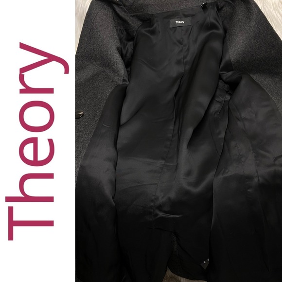 THEORY Treeca Virgin Wool Flannel Gray Double Breasted Blazer Pants Suit Set , 6 - Picture 15 of 16